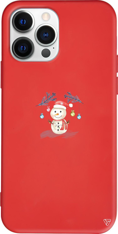 iPhone 15 Pro Uyumlu Kırmızı Renkli Silikon Sugar Snowman Telefon Kılıfı