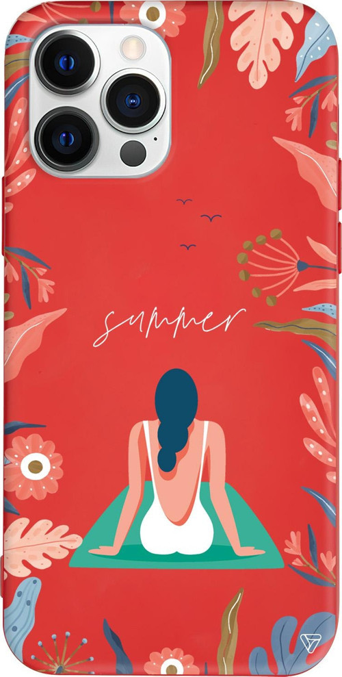 iPhone 15 Pro Uyumlu Kırmızı Renkli Silikon Summer Vacation Telefon Kılıfı