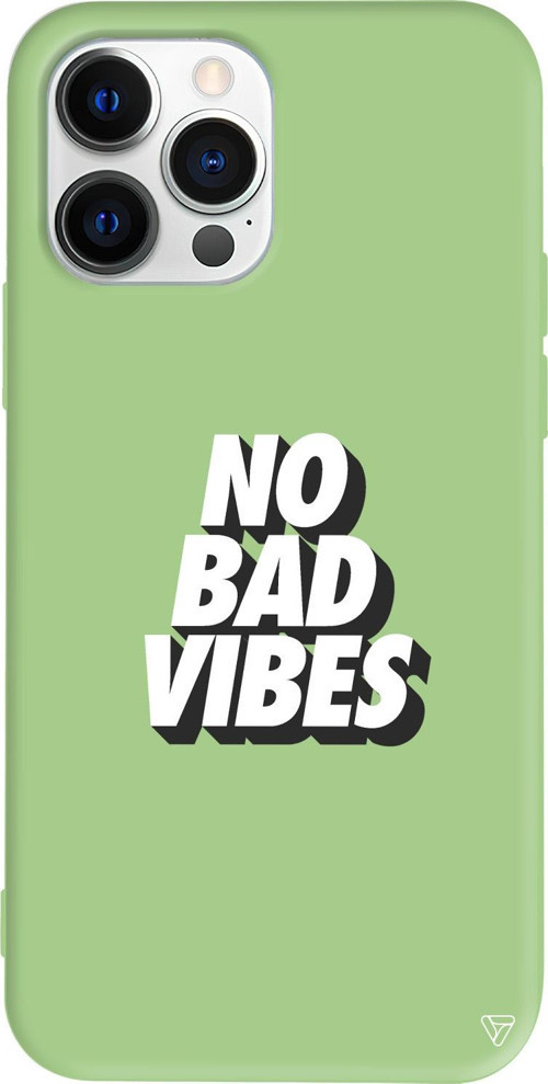 iPhone 15 Pro Uyumlu Açık Yeşil Renkli Silikon No Bad Vibes Telefon Kılıfı