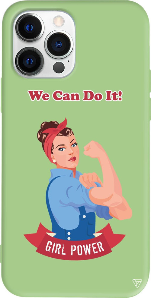 iPhone 15 Pro Uyumlu Açık Yeşil Renkli Silikon We Can Do It! Telefon Kılıfı