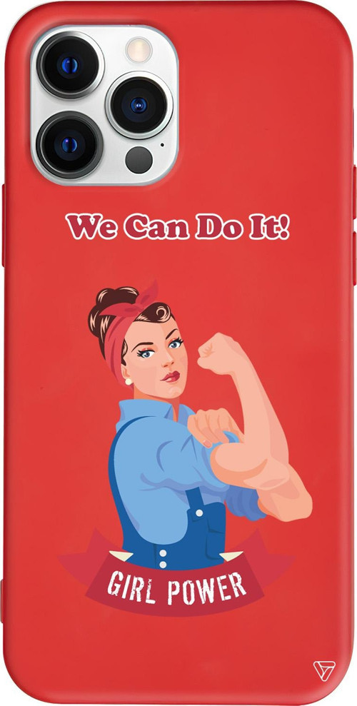 iPhone 15 Pro Uyumlu Kırmızı Renkli Silikon We Can Do It! Telefon Kılıfı