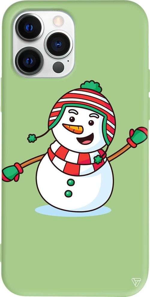 iPhone 15 Pro Uyumlu Açık Yeşil Renkli Silikon Snowman 2 Telefon Kılıfı