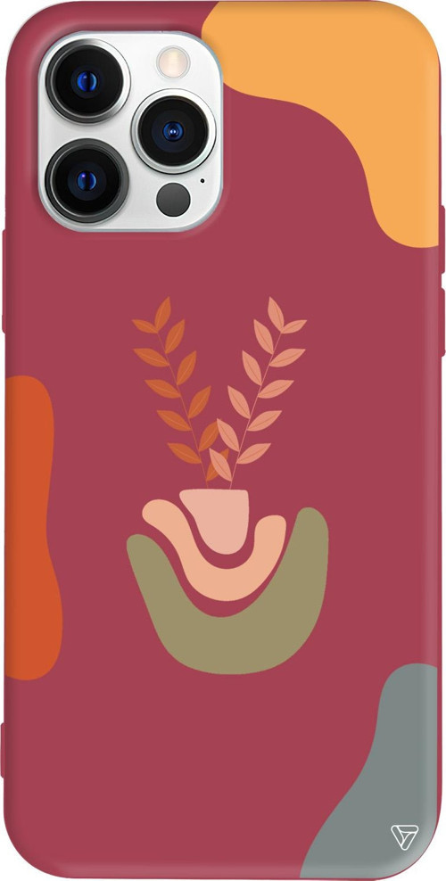 iPhone 15 Pro Uyumlu Bordo Renkli Silikon Basic Shape Abstract Koleksiyonu Telefon Kılıfı