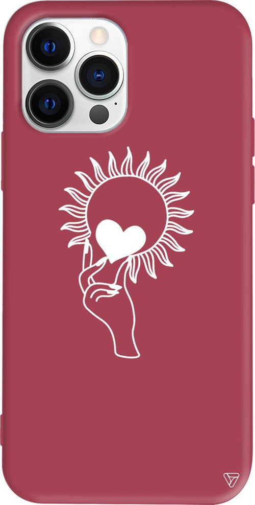 iPhone 15 Pro Uyumlu Bordo Renkli Silikon Keep Heart Telefon Kılıfı