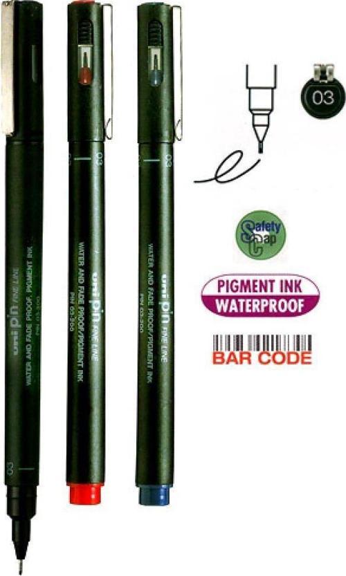 UNİ DRAWING PEN PIN03-200 0.3 MAVİ - (12 Adet)