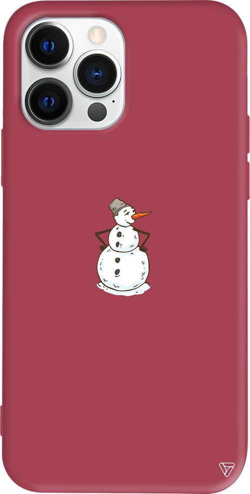 iPhone 15 Pro Uyumlu Bordo Renkli Silikon Snowman Is Bored Telefon Kılıfı