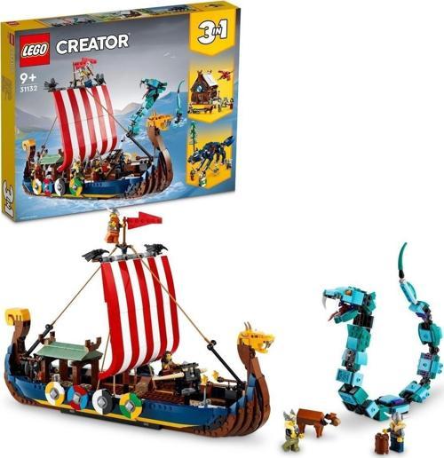 Creator 3’ü 1 Arada Viking Gemisi ve Midgard Yılanı 31132 - Yaratıcı Yapım Seti +9 Yaş (1192 Parça)