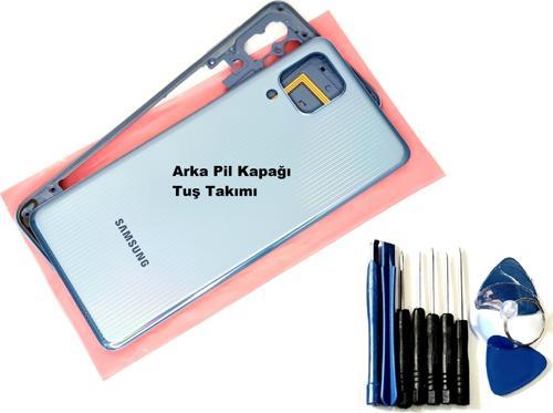 Samsung Galaxy M32 FULL ORJ KASA Arka Pil Batarya Kapağı (TAMİR SETİ) MAVİ