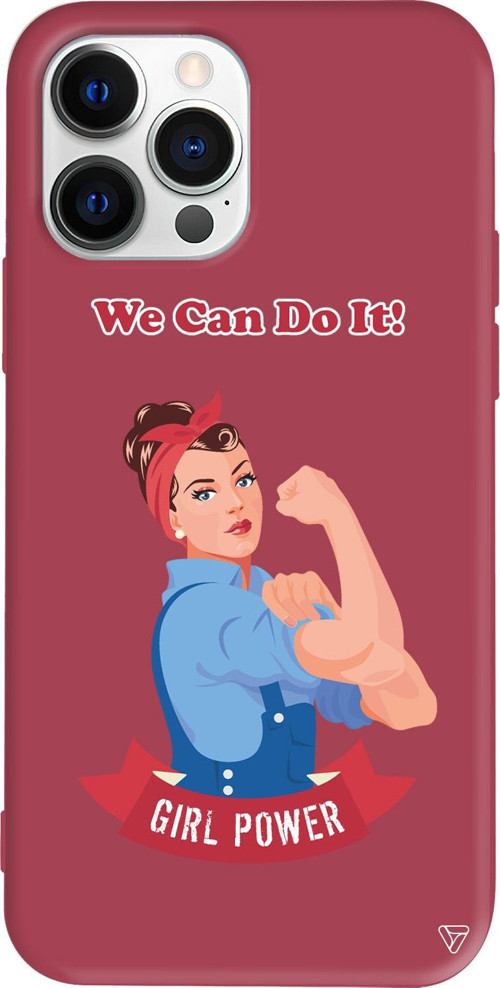 iPhone 15 Pro Uyumlu Bordo Renkli Silikon We Can Do It! Telefon Kılıfı