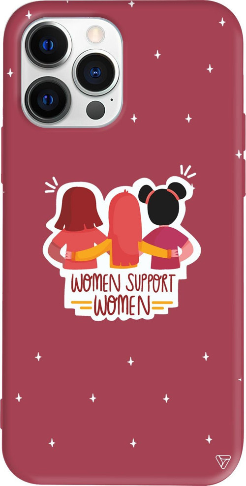 iPhone 15 Pro Uyumlu Bordo Renkli Silikon Woman Support Telefon Kılıfı