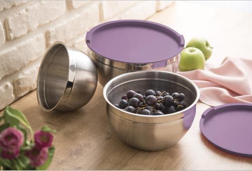 Demre Paslanmaz Çelik 3lü Saklama Kabı Violet