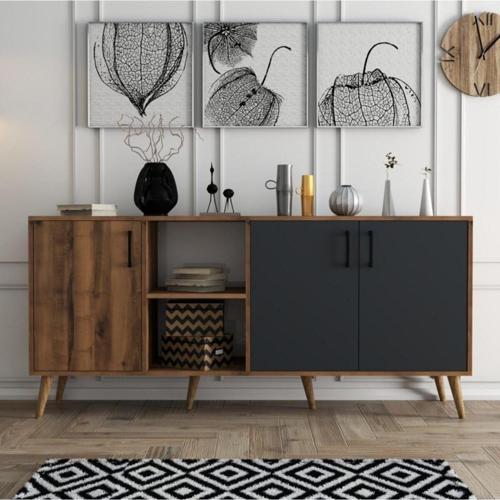 1620 Exxen 180 Cm (Ahşap Ayakli) Modern Konsol Hat Antrasit