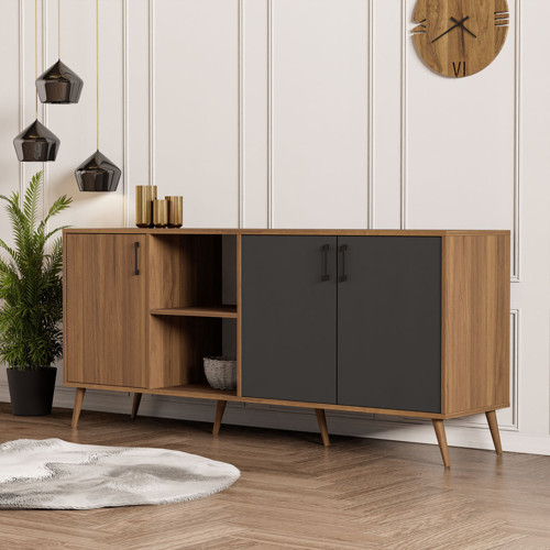 1620 Exxen 180 Cm (Ahşap Ayakli) Modern Konsol Ürgüp Antrasit