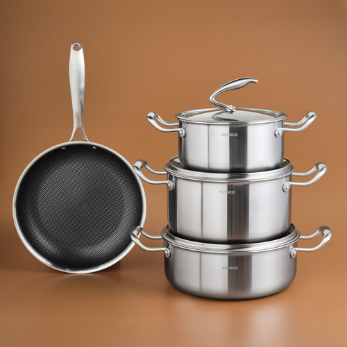 Powersteel 5Ply 316+ İndüksiyon Tabanlı 7 Parça Çelik Tencere ve Tava Seti