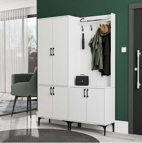 Set 5030-5000 Royal 6 Kapaklı 9 Askılı Portmanto Beyaz