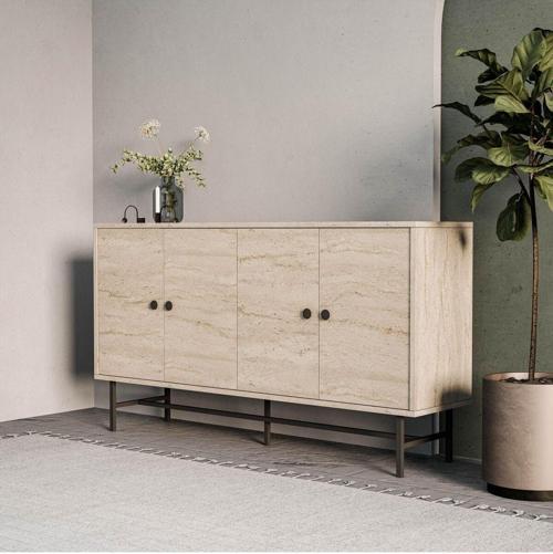 4640 Dıamond Metal Ayaklı Konsol 145 Cm Traverten