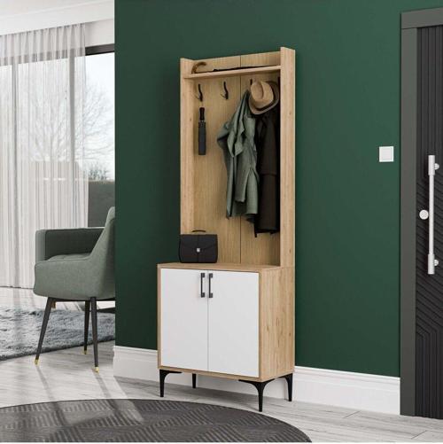 5002 Royal 2 Kapaklı 4 Askılı Portmanto Sepet-Yunus-Beyaz