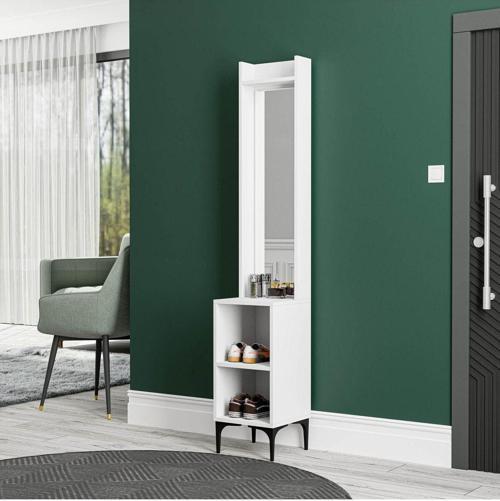 5040 Royal 2 Raflı Aynalı Portmanto Modülü Beyaz
