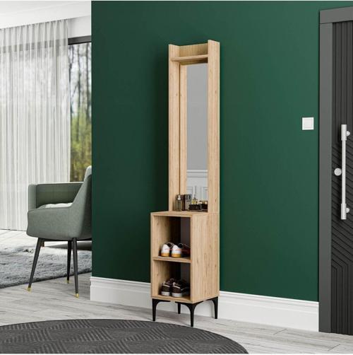 5042 Royal 2 Raflı Aynalı Portmanto Modülü Sepet - Yunus