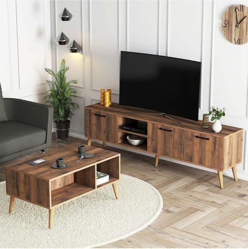 Set 1583-2072 Exxen 180 Cm Tv Ünitesi Exxen Orta Sehpa (Ahşap Ayaklı) - Hat Rengi