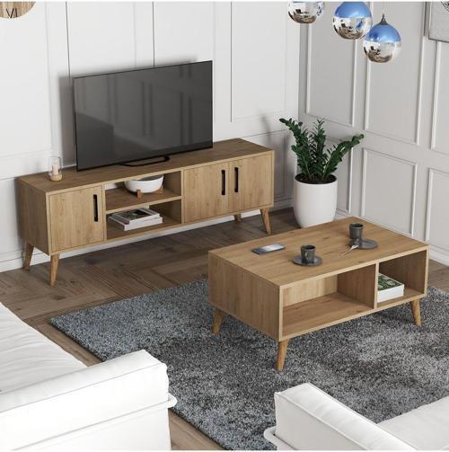 Set 1586-2076 Tv Ünitesi Exxen Orta Sehpa (Ahşap Ayaklı) - Sepet Rengi