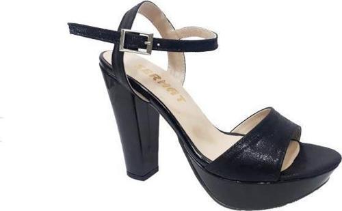 8024-22 Parlak Deri 30mm Platform Topuklu Kadın Sandalet