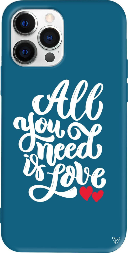 iPhone 15 Pro Uyumlu Lacivert Renkli Silikon Need Love Telefon Kılıfı