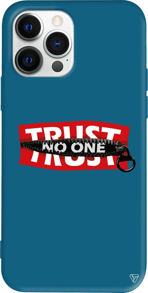 iPhone 15 Pro Uyumlu Lacivert Renkli Silikon Trust No One Telefon Kılıfı