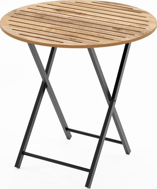 Katlanır 4 Kişilik Yuvarlak Bahçe Masası Bistro Masa 70x70 Çam 1506