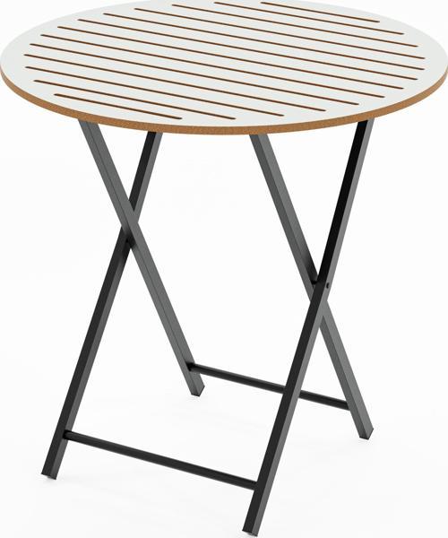 Katlanır 4 Kişilik Yuvarlak Bahçe Masası Bistro Masa 70x70 Beyaz 1507