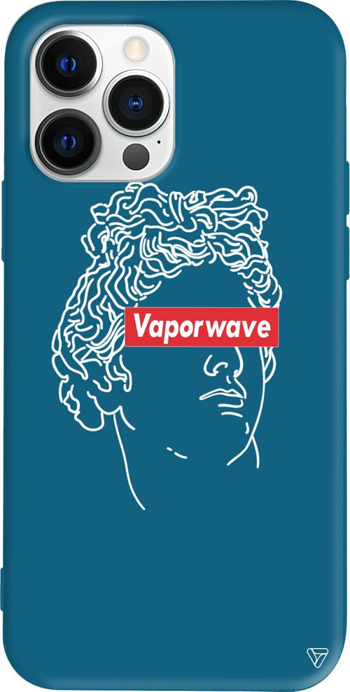 iPhone 15 Pro Uyumlu Lacivert Renkli Silikon Vaporwave Telefon Kılıfı