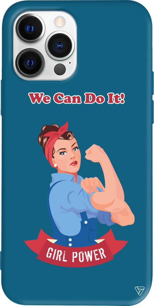 iPhone 15 Pro Uyumlu Lacivert Renkli Silikon We Can Do It! Telefon Kılıfı