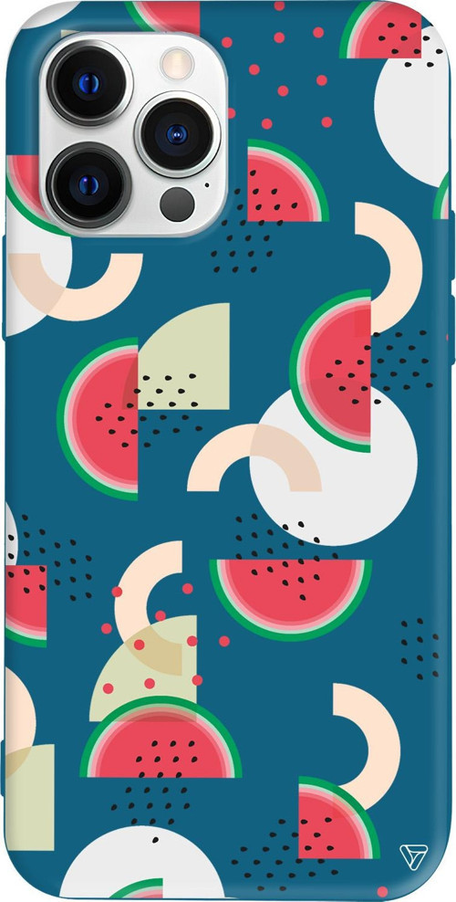 iPhone 15 Pro Uyumlu Lacivert Renkli Silikon Karpuz Pattern Telefon Kılıfı