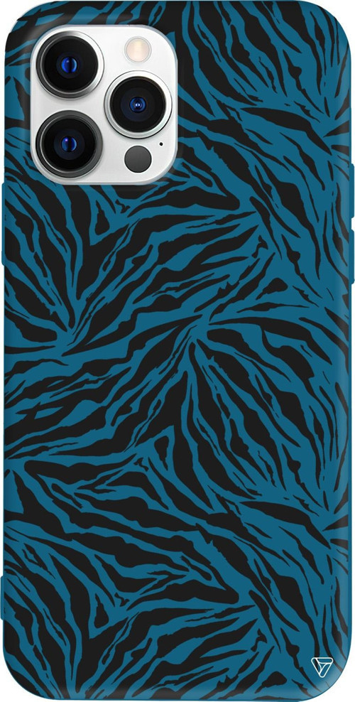 iPhone 15 Pro Uyumlu Lacivert Renkli Silikon Leopar Siyah Telefon Kılıfı