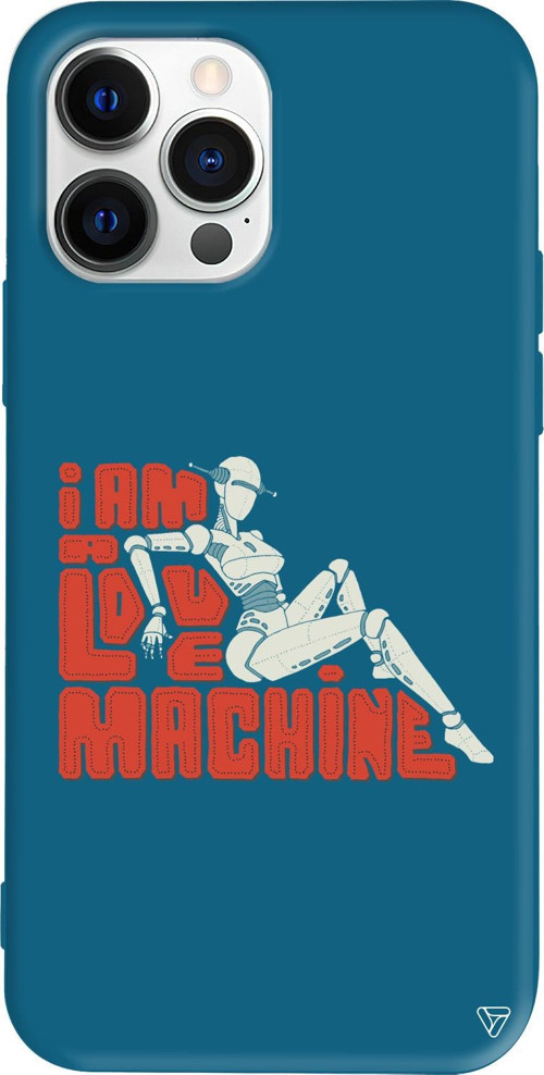 iPhone 15 Pro Uyumlu Lacivert Renkli Silikon Love Machine Telefon Kılıfı
