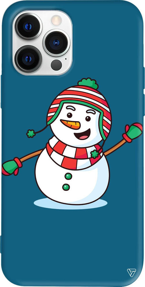 iPhone 15 Pro Uyumlu Lacivert Renkli Silikon Snowman 2 Telefon Kılıfı