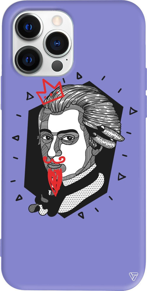 iPhone 15 Pro Uyumlu Lila Renkli Silikon Amadeus Mozart Telefon Kılıfı