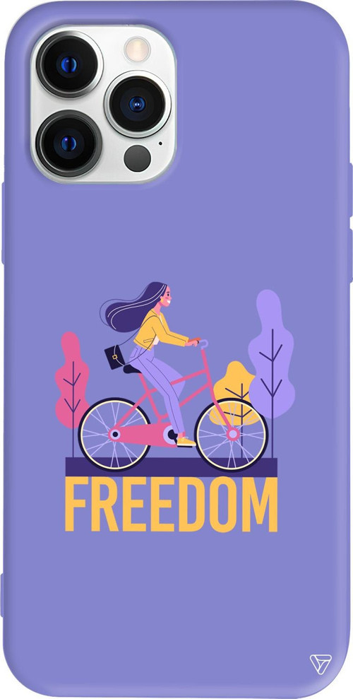iPhone 15 Pro Uyumlu Lila Renkli Silikon Freedom Telefon Kılıfı