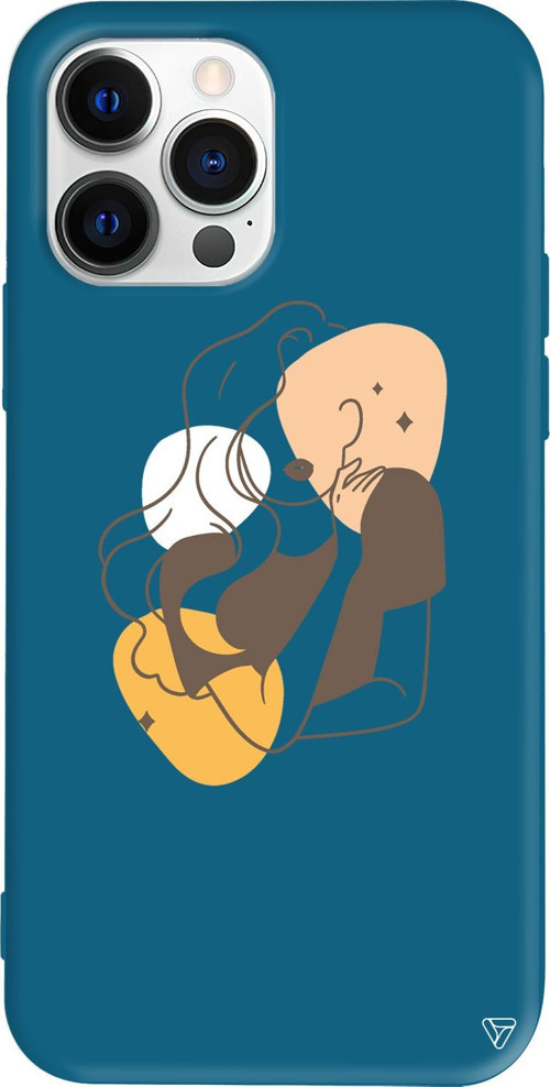 iPhone 15 Pro Uyumlu Lacivert Renkli Silikon Sophia Telefon Kılıfı