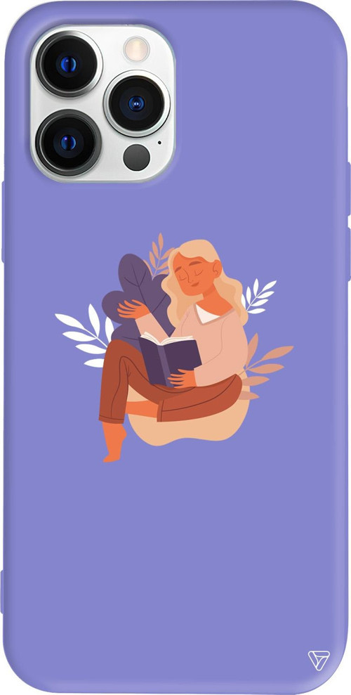 iPhone 15 Pro Uyumlu Lila Renkli Silikon Book Lover Telefon Kılıfı