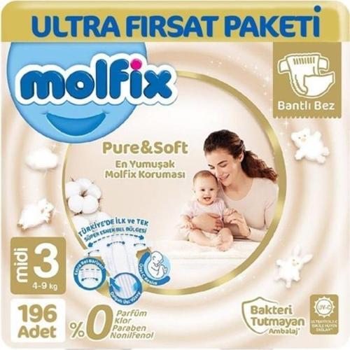 Pure & Soft Bebek Bezi Midi 3 No 98 Li X 2 Adet