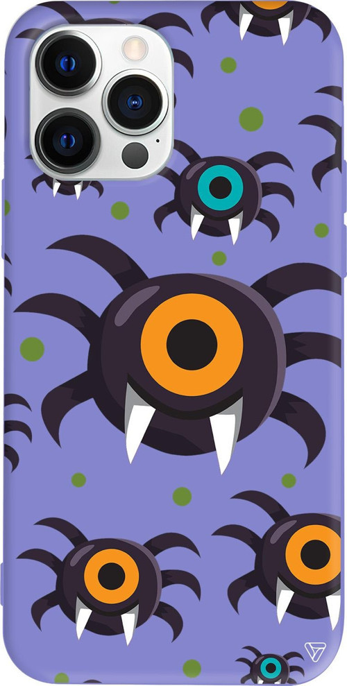 iPhone 15 Pro Uyumlu Lila Renkli Silikon Monster Eye Telefon Kılıfı