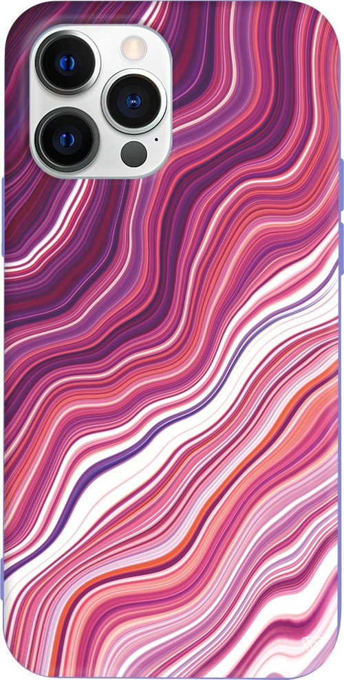 iPhone 15 Pro Uyumlu Lila Renkli Silikon Pink Marble Telefon Kılıfı