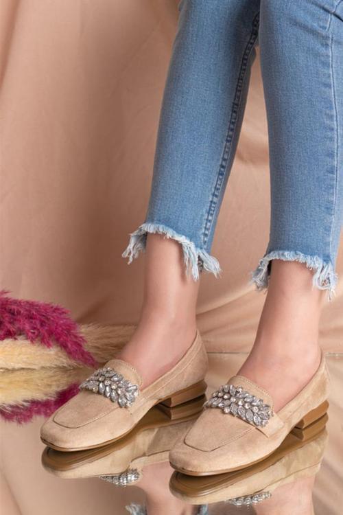 7267 Süet Trend Fashion Taşlı Kadın Ayakkabı