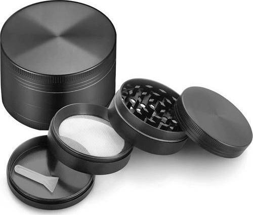 63 mm 4 Katmanlı Mıknatıslı Çinko Alaşım Herbal Grinder Baharat Bitki Ot Tütün Öğütücü Siyah