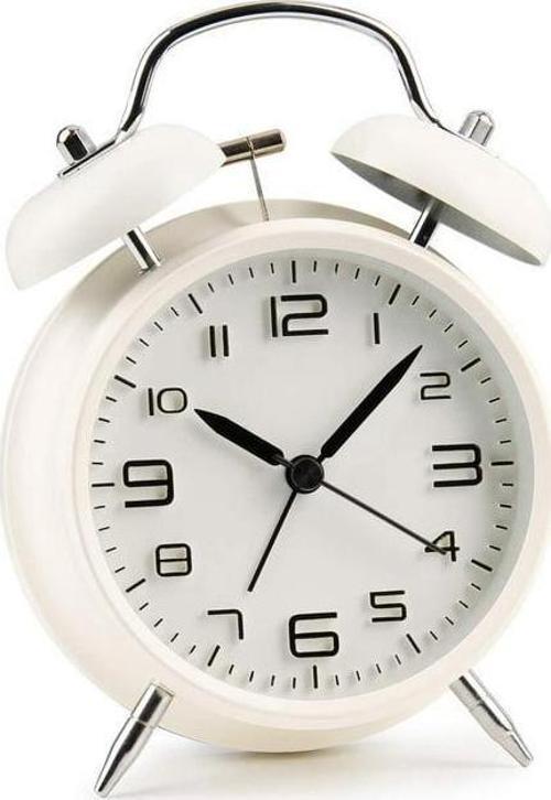 Sessiz Akar Saniyeli 16cm Alarm Masa Çalar Saat Yüksek Zil Sesi Büyük Boy Beyaz
