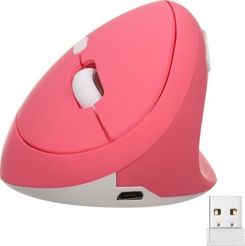 Y08 Dikey Kablosuz 2.4G Sessiz Şarjlı 6 Tuşlu Vertical Mouse 1600DPI 400mAh Pembe