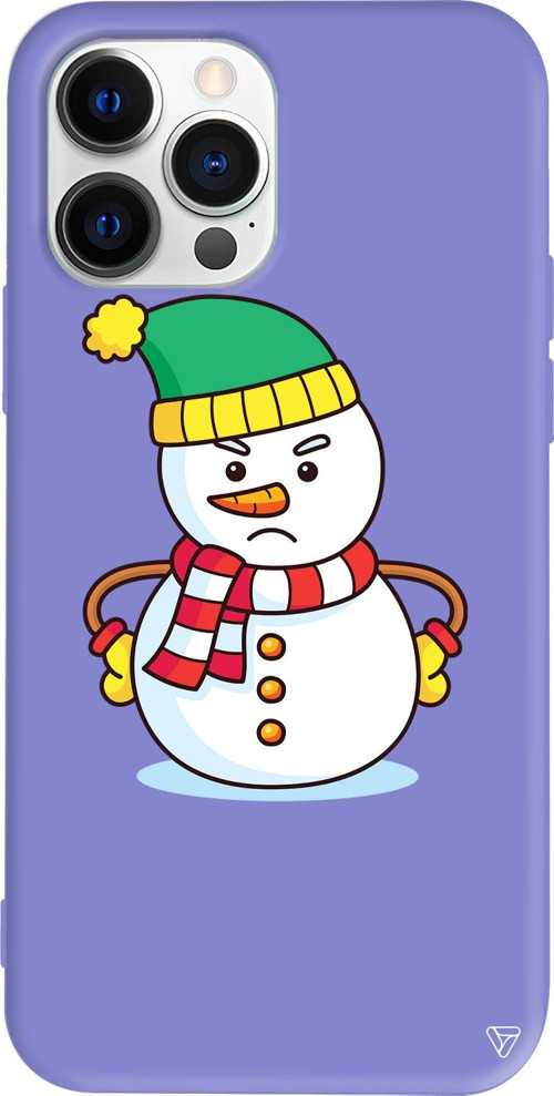 iPhone 15 Pro Uyumlu Lila Renkli Silikon Snowman 3 Telefon Kılıfı
