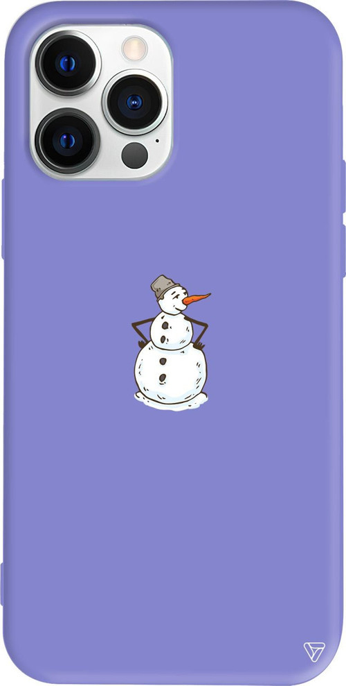 iPhone 15 Pro Uyumlu Lila Renkli Silikon Snowman Is Bored Telefon Kılıfı