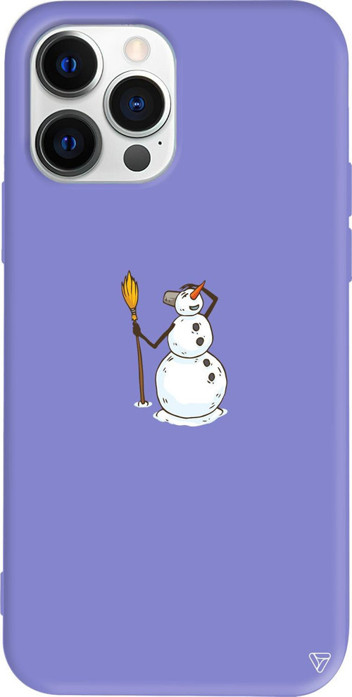 iPhone 15 Pro Uyumlu Lila Renkli Silikon Snowman Looking Around Uyumlu Telefon Kılıfı